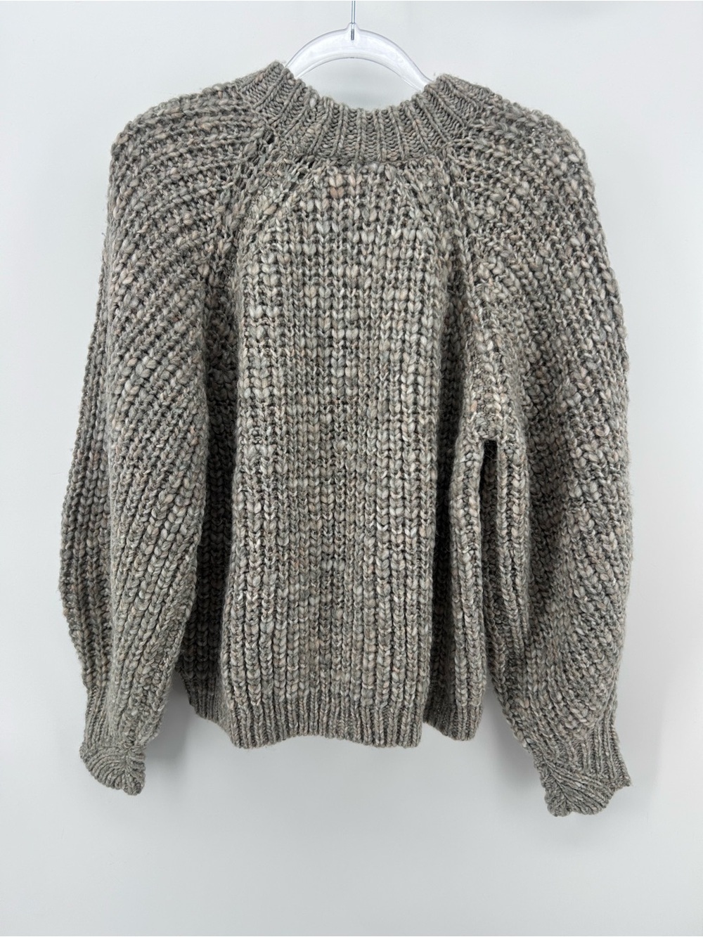 ba&sh Gray Chunky Wool Blend Knit Oversized Sweater Sz 1 NWT French Paris US 4 - Picture 2 of 10